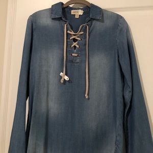 Denim lace up shirt